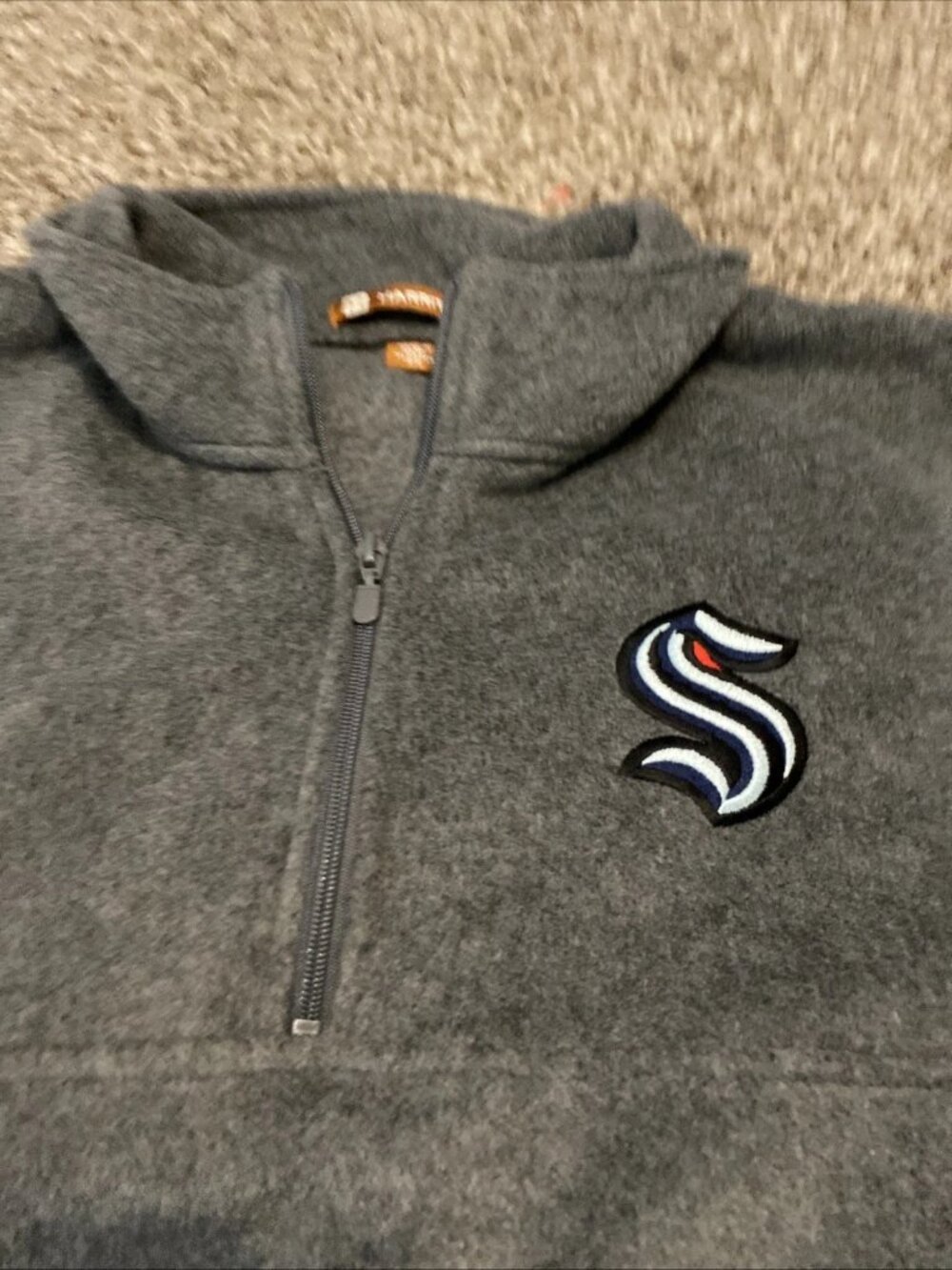 Seattle Kraken Harriton XXXL Quarter Zip Pullover Gray Fleece Sweatshirt EUC